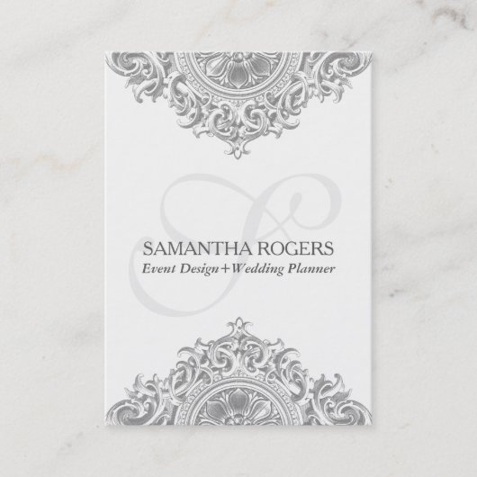 grijze ornament visitekaartje (Voorkant)