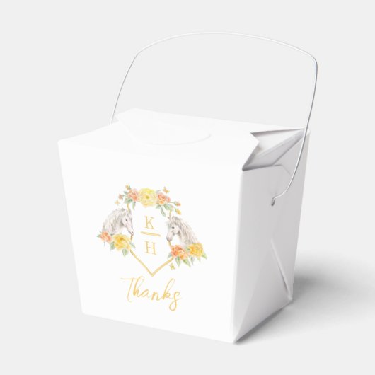 Grijze paarden en gele rozen monogram bedankt bedankdoosjes (Voorkant Zijde)