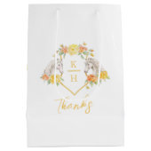 Grijze paarden en gele rozen monogram bedankt medium cadeauzakje (Achterkant)