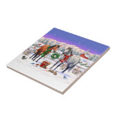 Grijze paarden op de baai en appel in het sneeuwke tegeltje (Zijkant)