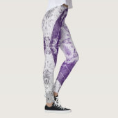 Grijze Paarse Fractale Kunst Leggings (Rechts)