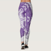 Grijze Paarse Fractale Kunst Leggings (Achterkant)