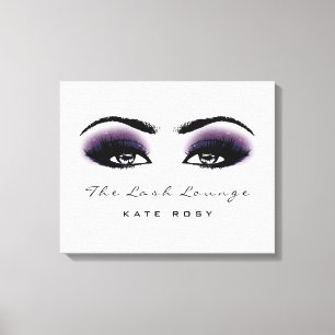 Grijze Paarse Makeup Artist Beauty Damask Lashes Canvas Afdruk