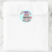 Grijze paashaas ronde sticker (Tas)