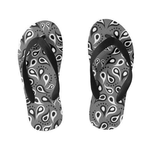 Grijze Paisley kinder teenslippers (Voetbed)