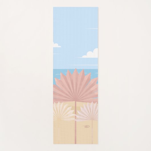 Grijze Palm in het strand Yogamat (Voorkant)