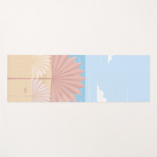 Grijze Palm in het strand Yogamat (Voorkant (horizontaal))