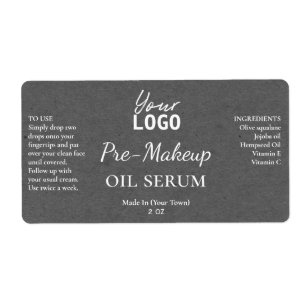 Grijze papieren textuur pre-Makeup serumlabels Etiket