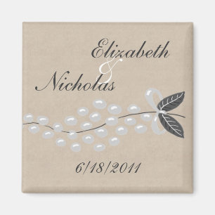 Grijze parels Parchment Save the Date Magnet Magneet
