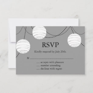 Grijze partijlampions RSVP Kaartje