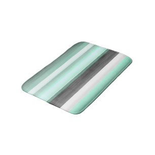Grijze pasta Mint Green Waterverf Stripes Patroon Badmat