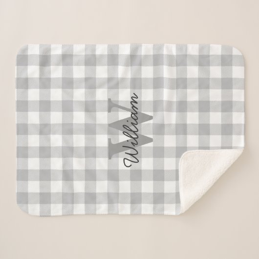 Grijze patroonmandje sherpa deken (Voorkant (horizontaal))