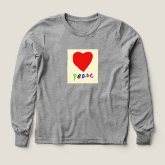 Grijze "Peace" T-shirt met lange mouwen en Rode Ha