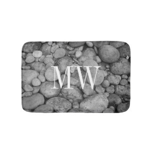 Grijze pekelsteen monogram slipbadmat badmat