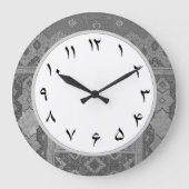 grijze Perzische getallen Farsi Clock Nummers Grote Klok (Voorkant)