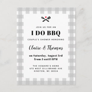 Grijze picknick Pset Cloth I Do BBQ Invitation Briefkaart