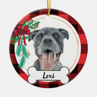 Grijze Pitbull Dog Ornament