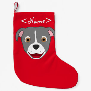 Grijze Pitbull Face met White Blaze Kleine Kerstsok
