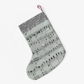 Grijze plaat Muziek Silver Snowflake Faux Glitter Kleine Kerstsok (Achterkant (Hangend))