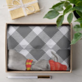 Grijze Plaid en Grijze Pit Bull Kerstmis Tissuepapier (Geschenk)