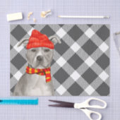 Grijze Plaid en Grijze Pit Bull Kerstmis Tissuepapier (Craft)