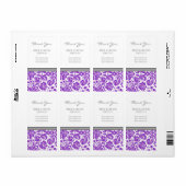Grijze Plum Damask Patroon Bruiloft Labels (Full Sheet)