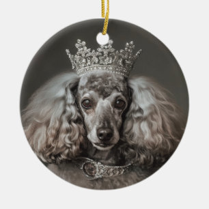 Grijze poedel gekleed als een prinses keramisch ornament