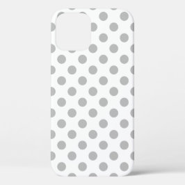 Grijze polka-stippen op wit iPhone 12 hoesje