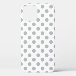 Grijze polka-stippen op wit iPhone 12 hoesje