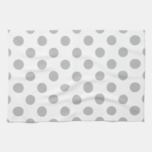 Grijze polka-stippen op wit theedoek