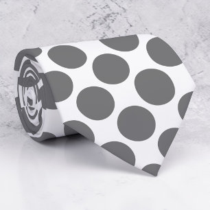 Grijze polka stippen op witte maatwerk stropdas