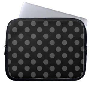 Grijze polka stippen op zwart laptop sleeve