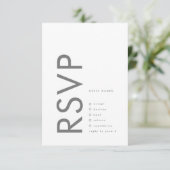 Grijze premie ultieme moderne monogram, vette vun RSVP kaartje (Staand voorkant)