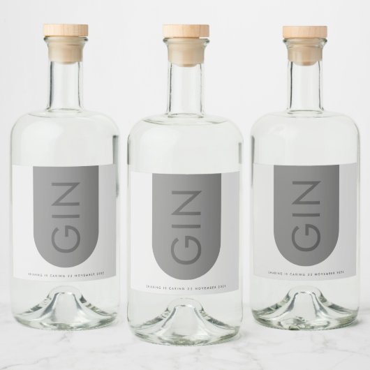 Grijze Premium Ultimate Moderne Monogram Arch Gin Likeurfles Etiket (Flessen)