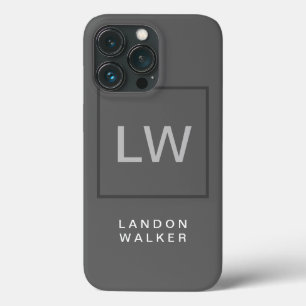 Grijze professionele eenvoudige moderne initialen  iPhone 13 pro hoesje