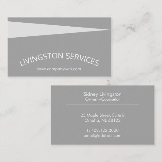 Grijze professionele kromme & eenvoudige moderne visitekaartje (Voorkant / Achterkant)
