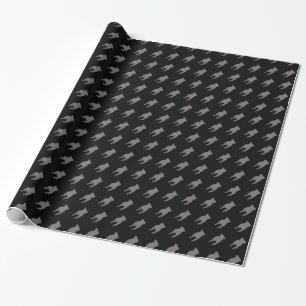 Grijze Pug Silhouettes op zwarte achtergrond Cadeaupapier