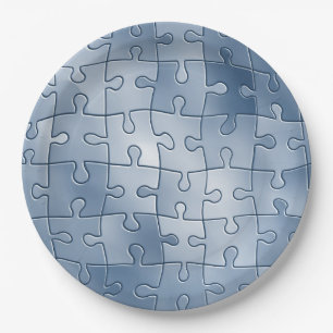Grijze puzzel papieren bordje