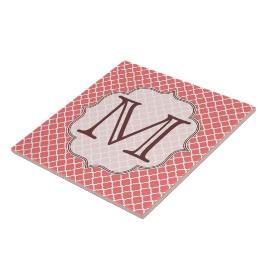 Grijze Quarterfoil Latti Monogram - tegel Tegeltje (Zijkant)