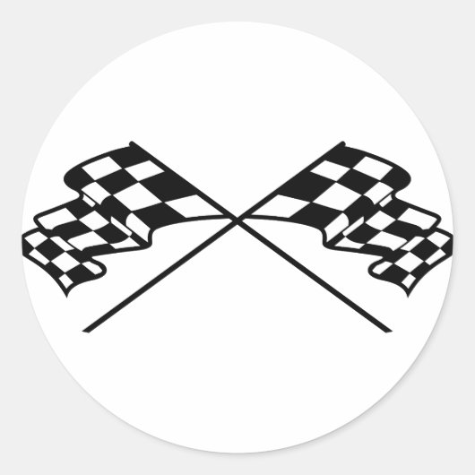 Grijze racevlaggen ronde sticker (Voorkant)