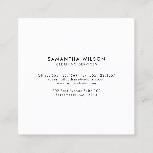 Grijze reiniging vierkante visitekaartje (Achterkant)