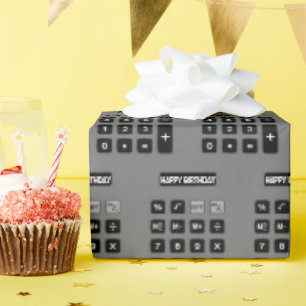 Grijze rekenmachine verjaardag cadeaupapier