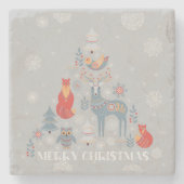 Grijze rendieren Scandinavisch snowflake Stenen Onderzetter (Voorkant)