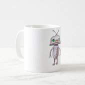Grijze Robot 11 oz Klassieke witte Mok (Voorkant links)