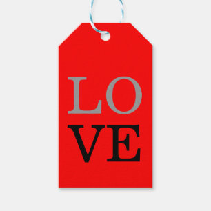 Grijze Rode Achtergrond Liefde Bruiloft Cadeaulabel