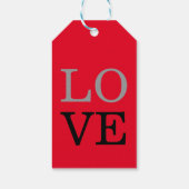 Grijze Rode Achtergrond Liefde Bruiloft Cadeaulabel (Achterkant)