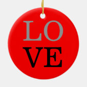 Grijze Rode Achtergrond Liefde Bruiloft Keramisch Ornament (Achterkant)