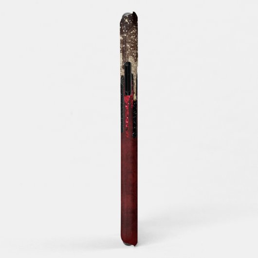 Grijze rode bloemgouddruppels Glittermonogram Case-Mate iPhone Case (Achterkant/rechts)