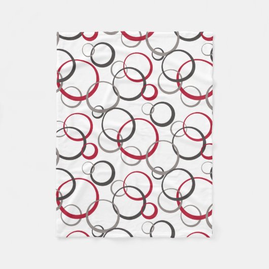 Grijze rode cirkels wit fleece deken (Voorkant)