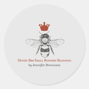 Grijze Rode Honingraat Kroon Koningin Bij Ronde Sticker